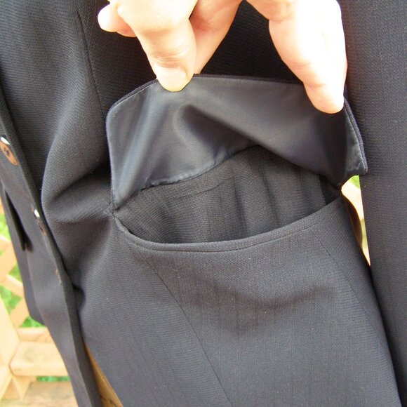 SICARI size 8 Navy blue pinstripe ladies' blazer Corporate professional jacket - Picture 7 of 10